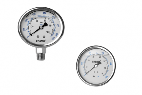 Manómetro carátula 4 dial en inox y conexión 1/2NPT bronce